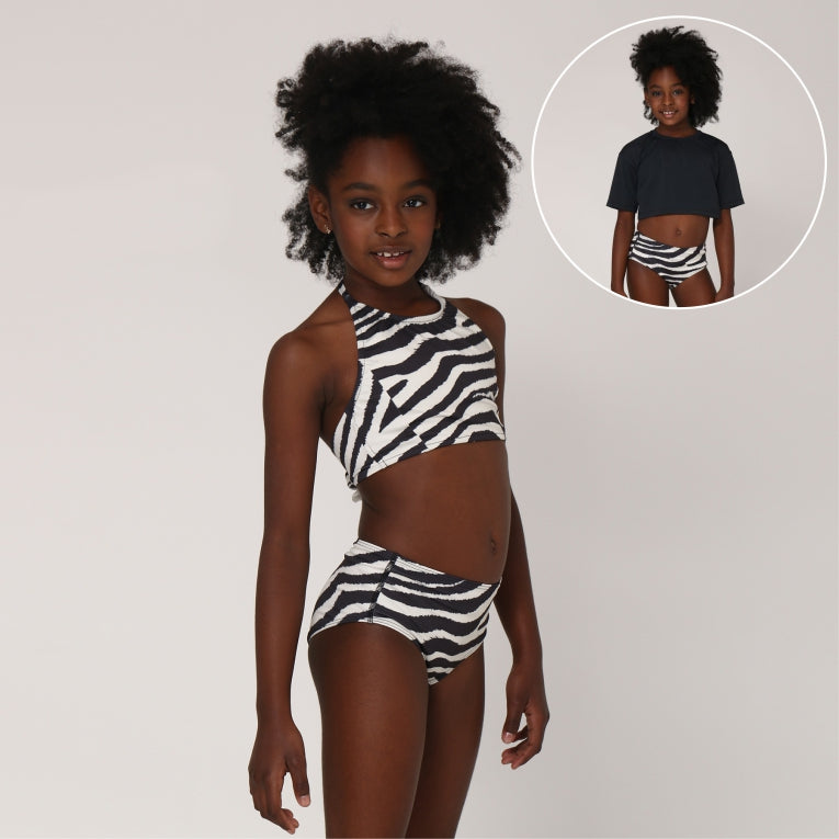 CHICTRY Kids Girls One-piece Swimsuit Rash Guard 50 Sun Protection Surfing Swimming Dress Beach Wear Black 14
