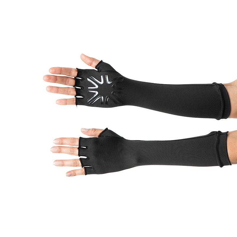 unisex Long Fingerless Sun Gloves UPF 50+ Black / S
